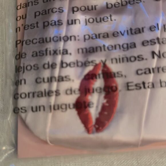 Silk reusable pink facemask with dark pink stitched lips.  Limited release. NWT - Picture 4 of 5